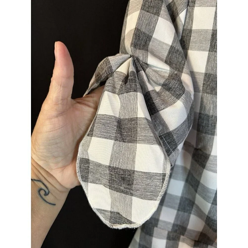 Ambition Women’s Sz Large Sexy Summer Dress NWT Lined Tie Bodice Gray White - Picture 7 of 9